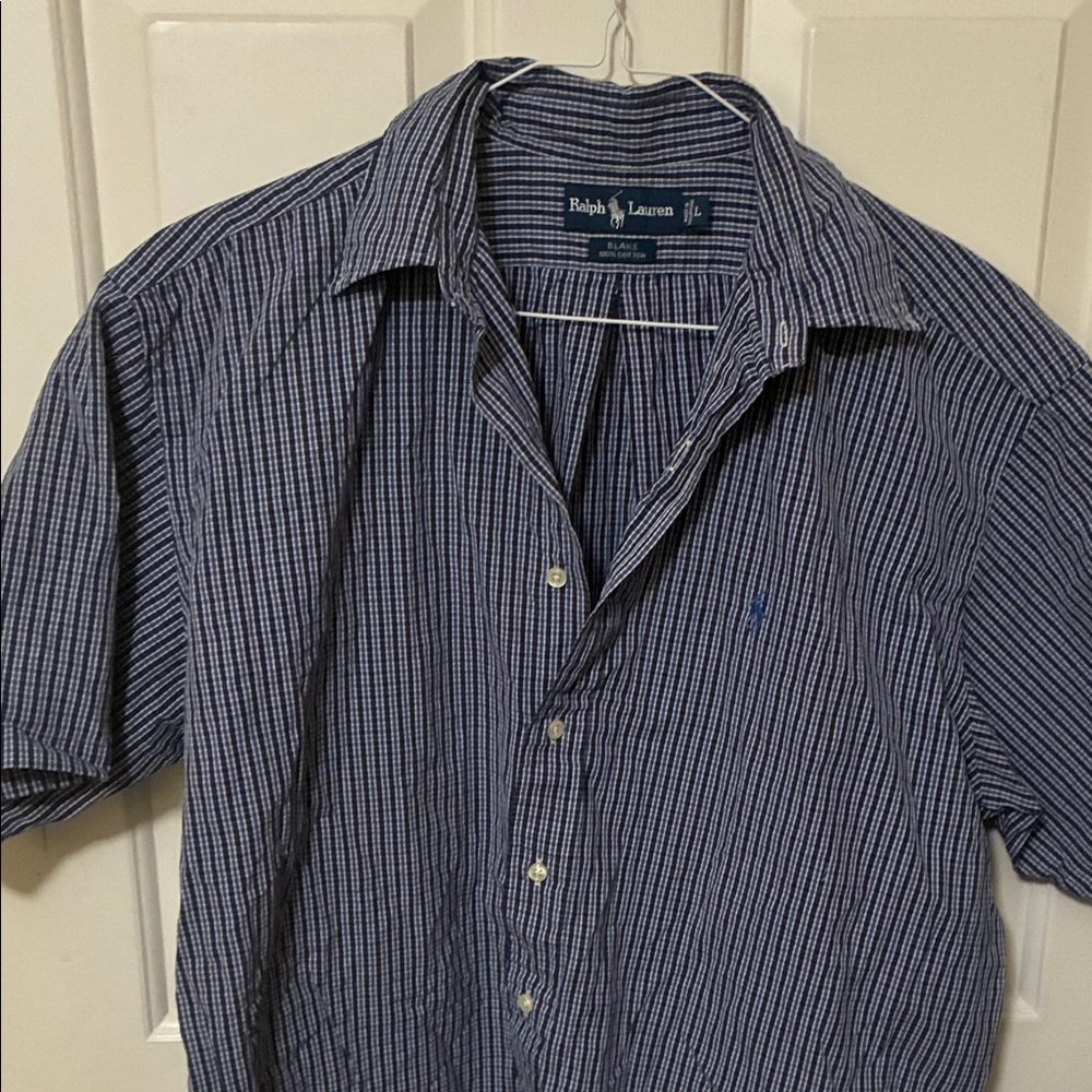 Ralph Lauren Navy & White Striped Short-Sleeve Button-Up Shirt
